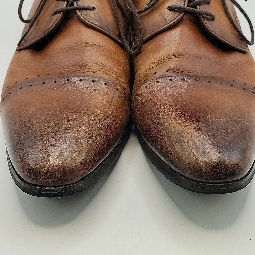 Vintage Foundry Co. Cap Toe Oxford Dress Shoes Men's US 12 Brown Leather Lace Up